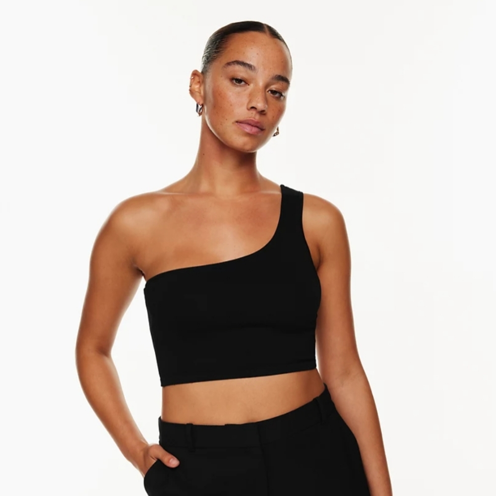 Babaton Sculpt Knit One-Shoulder Cropped Tank